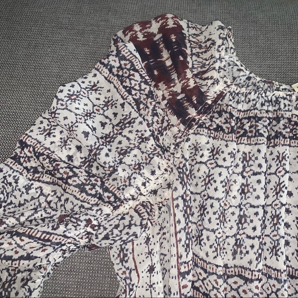 Ulla Johnson Cream and Maroon Bohemian Blouse - Picture 8 of 11